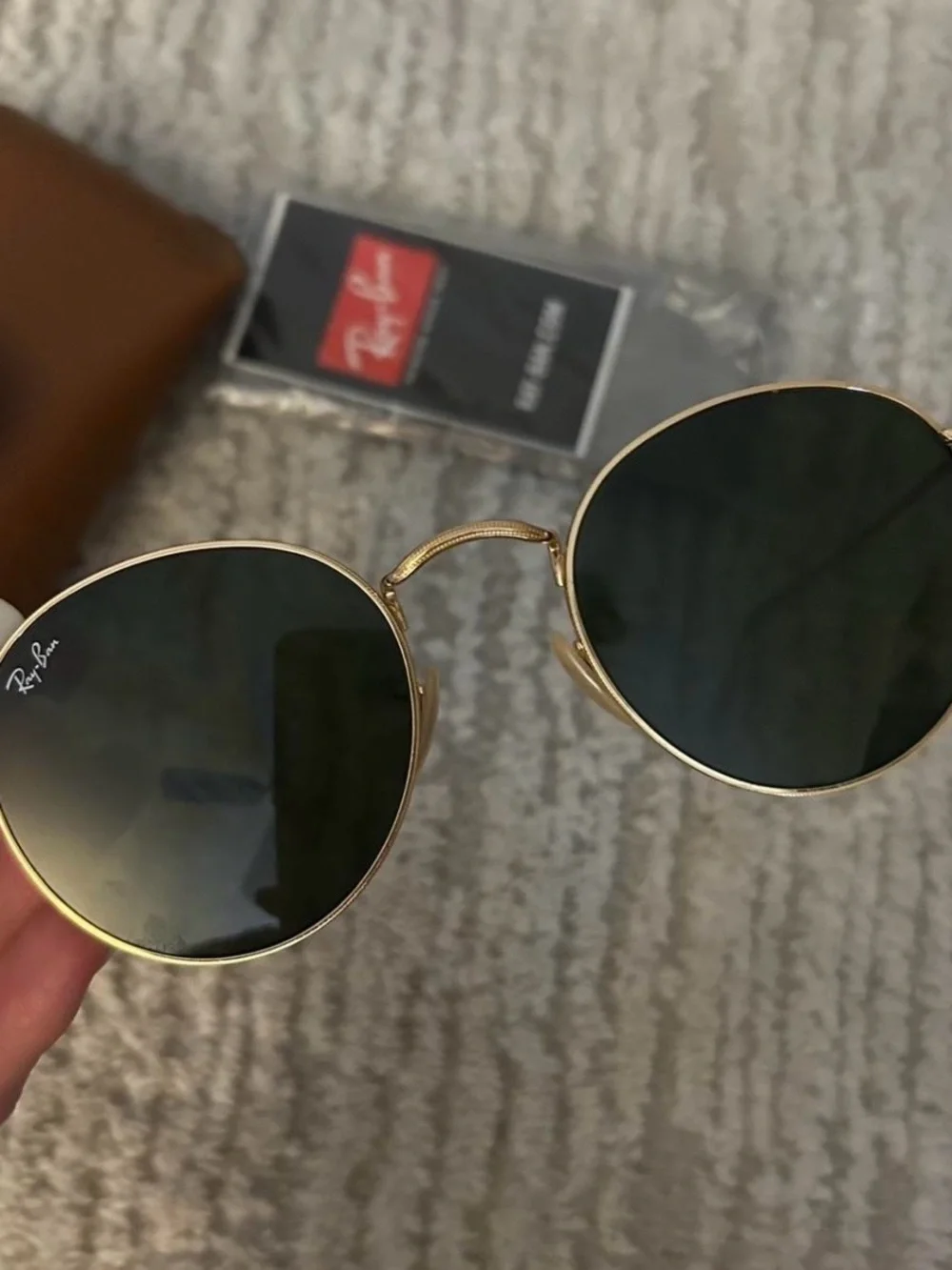 Ray-Ban Gold Frame Sunglasses with Black Lenses